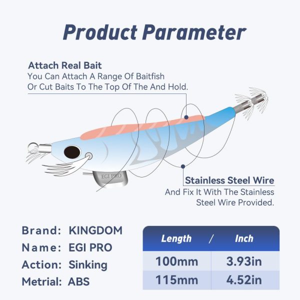 Kingdom EGI PRO Shrimper luminous squid jig 100 mm 115 mm με soft foot