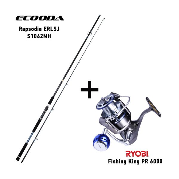 Shore Jigging Combo: Ecooda Rapsodia ERLSJ S1062MH 3.20 m (60–120 g) με Ryobi PR 6000. Ιδανικό για δύναμη & αξιοπιστία σε μεγάλα θηράματα.
