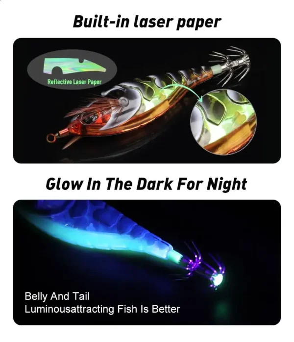 Kingdom SP Egi luminous squid clamp bait σε βάρη 5.8 g, 8.7 g, 10 g